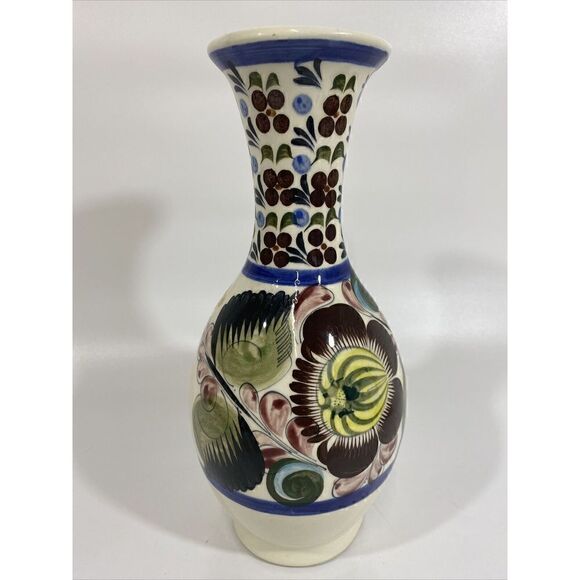 Large Vintage Mexican Tonala Folk Art Pottery Vase 12” - Picture 2 of 9